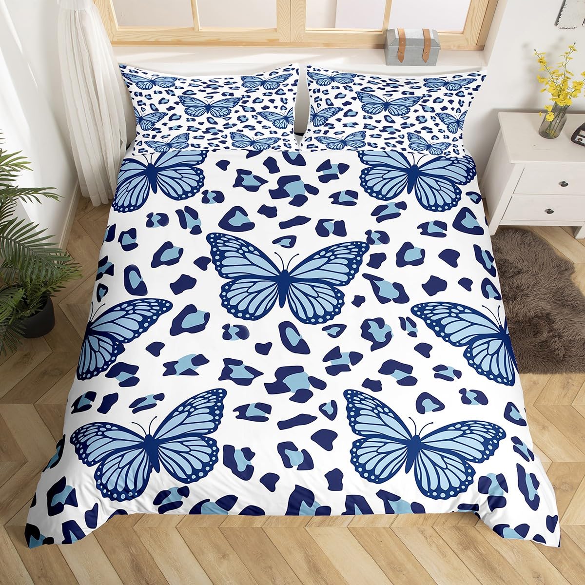 

Leopard Print Duvet Covers For Teens Adults Girls Women Queen King Lightweight Bedspread Cover Room Decor Butterfly Bedding Sets EU Single(135x200cm)