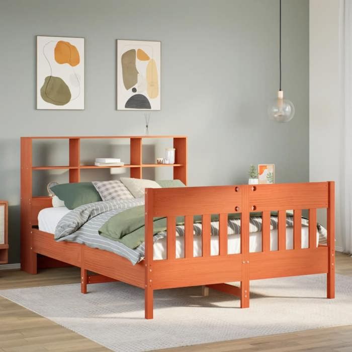 VidaXL Bed Frames Without Mattress Wax Brown 120x190cm Solid Pine Wood, Bed, Bedroom Furniture, Wooden Bed, Bed 3323241