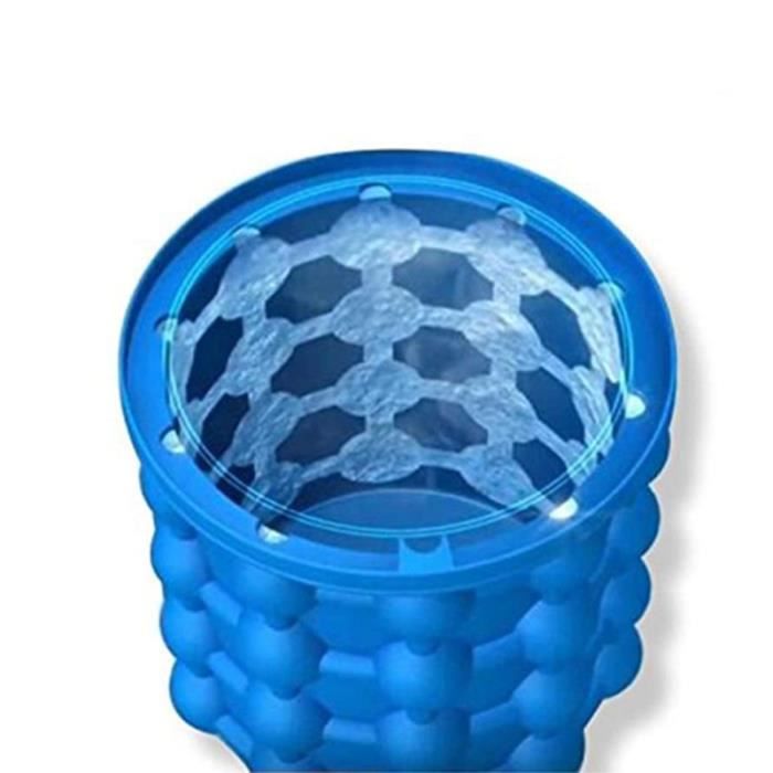 Ice Bucket - 120 Ice Cube Trays - Two-compartment Design - Blue Color - 14 Cm Diameter