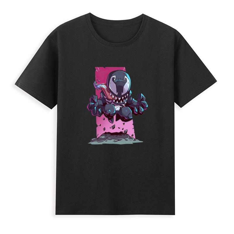 2026 Venom Marvel Peripherals Printed Childrens TShirt Roundneck Pure Cotton Family Clothing for Parents and Children