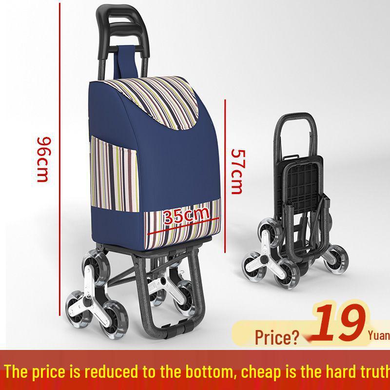 Lightweight Folding Shopping Cart: Portable Trolley for Groceries, Vegetables, and Household Items; Ideal for Elderly Use.