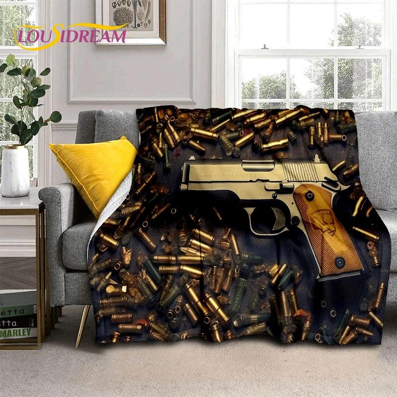29 Style Retro Guns Pistol Ammunition Bullet Cartridge AK M4 Soft Flannel Blankets,Throw Blanket for Picnic Beds Sofa Bedroom