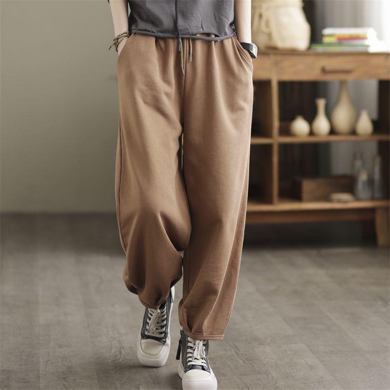 

Женские ретро брюки гаремы больших размеров - Свободный крой, Однотонные, Стройнящие, Универсальные спортивные штаны для весны и осени XL 120-135 lbs