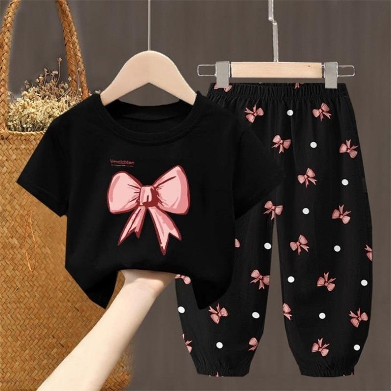 2Pcs/Set Summer Sets Children's Clothing Girls Kids Toddler Clothes Cute Fashion T-shirt Top + Pants Baby Girl Clothes