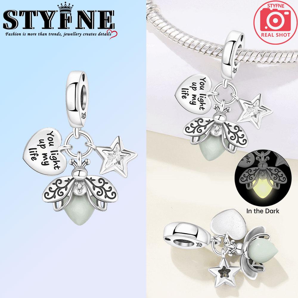 Copper Blue Butterfly Fluorescent Firefly Dragonfly Charms Beads Pendant For Original Bracelet Woman Girl Jewelry