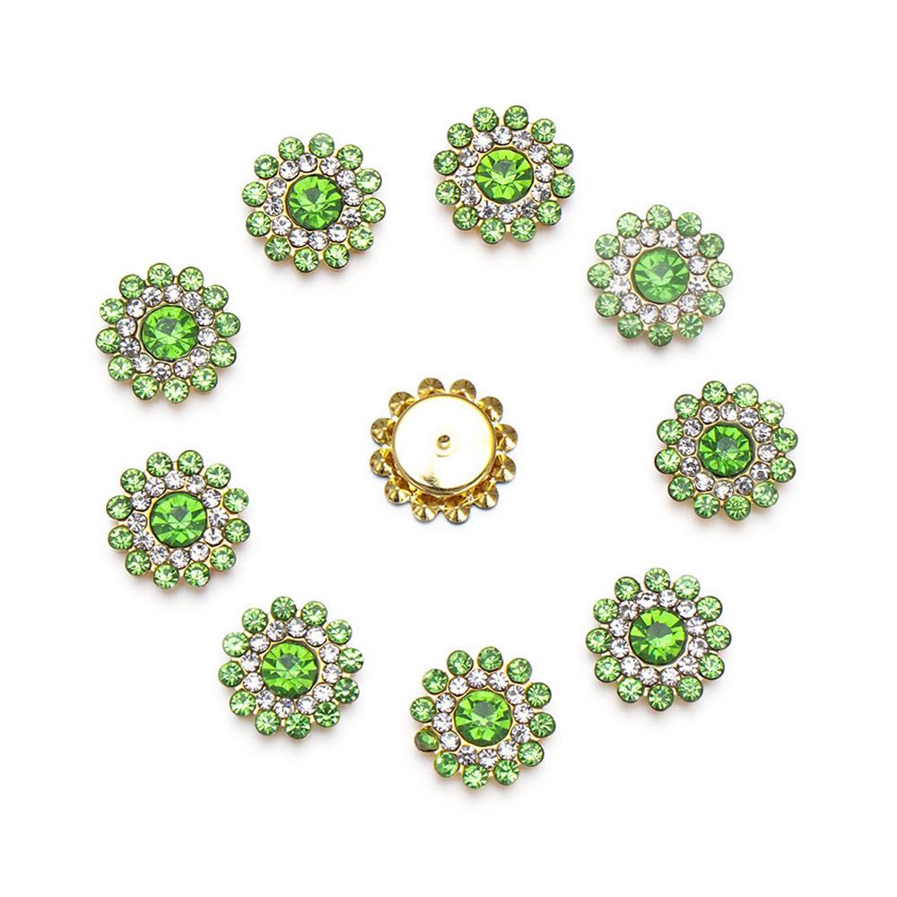 10 Stück 14mm Blumenförmige Strassknöpfe Funkelnde Kristallglassteine Stahlboden Kleiderdekoration Nähzubehör