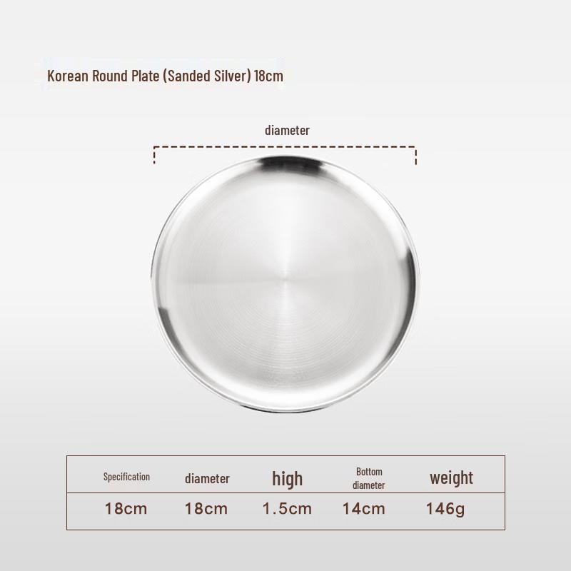 LYGIL Korean 304 Stainless Steel Round Flat Serving Plate
