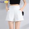 Anzug Shorts Frauen Hohe Taille A-linie Shorts Frühling Sommer Beiläufige Lose Breite Bein Chiffon Shorts Dame Schwarz Weiß