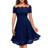 Women's Fall Off Shoulder Floral Maxi Dresses Formal Short Sleeve Cocktail Wedding Guest Dress