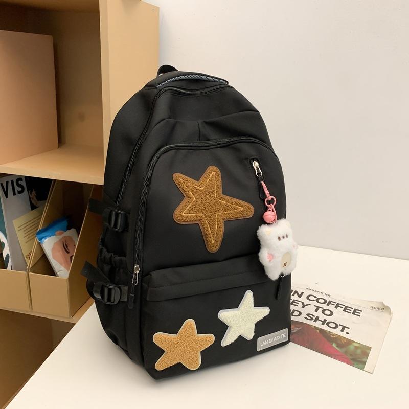 American Retro Schoolbag Female College Student Cute Star Backpack Large Capacity Junior High School Student Travel Backpack Tide