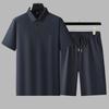 Men's Ice Silk Polo Shirt & Shorts Set