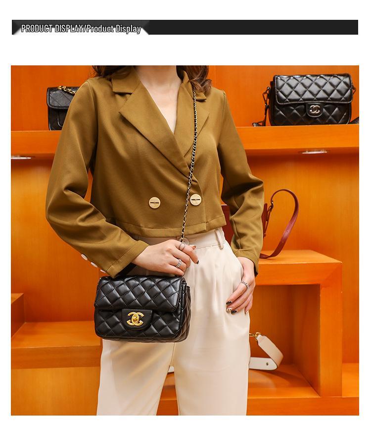 2024 Designer Trend Shoulder Bag: Fragrant Style Diamond Lattice, Gold Bead Chain, Square, Genuine Leather Women's Handbag.