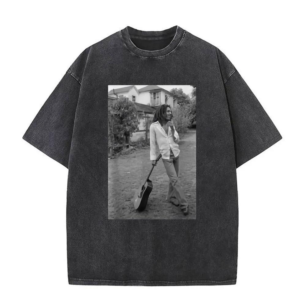 Washed Vintage Reggae Originator Bob Marley One Love Album Graphic T Shirt Men Classic Tshirt Mens Cotton Oversized T Shirts