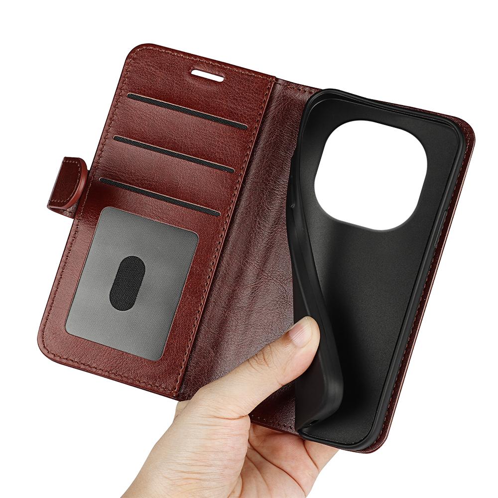 For Xiaomi Redmi Note 14 Pro 5G/Poco X7 5G Wallet Case Crazy Horse Texture Stand Leather Phone Cover