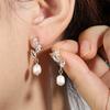 ZAKOL Luxury Leaf Shape Cubic Zirconia Dangle Earrings With Imitation Pearl Pendant for Women Wedding Bridal Jewelry Bijoux