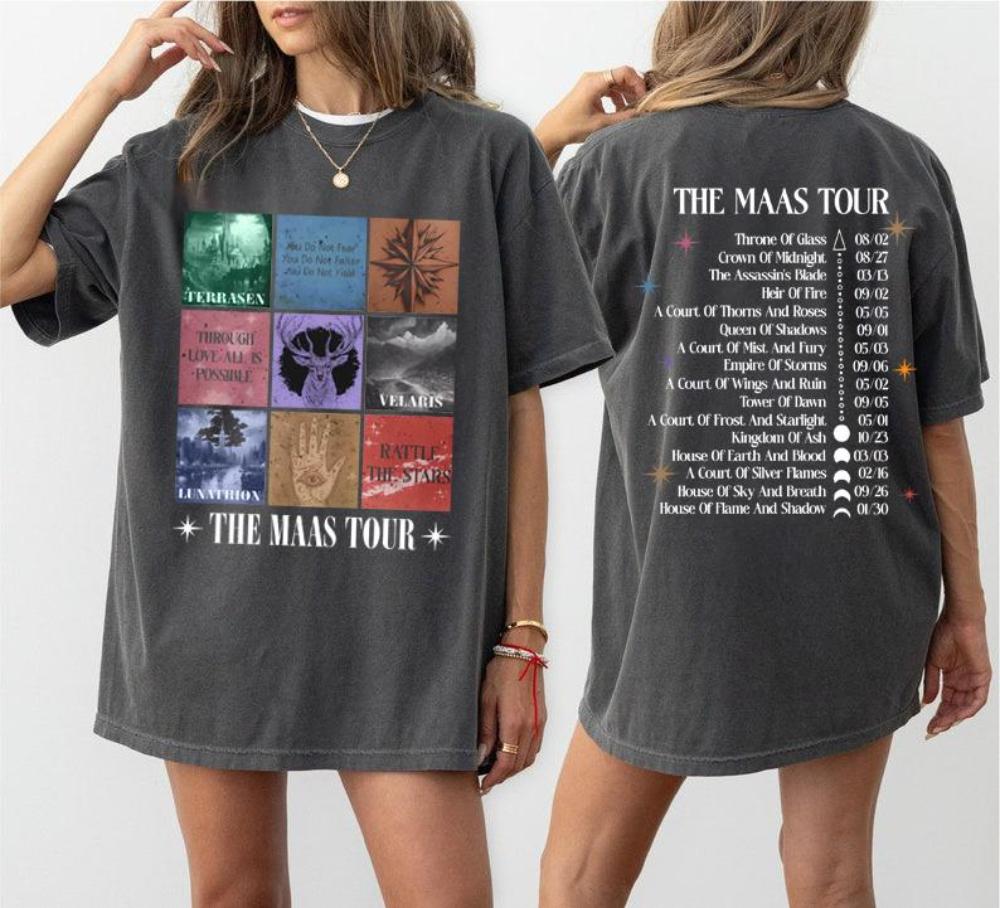 The Eras Maas Tour LICENSED Sarah J Maas Merch Acotar Book T Shirt Swag Velaris Sarah J Maas Throne of Glass Acotar T Shirt