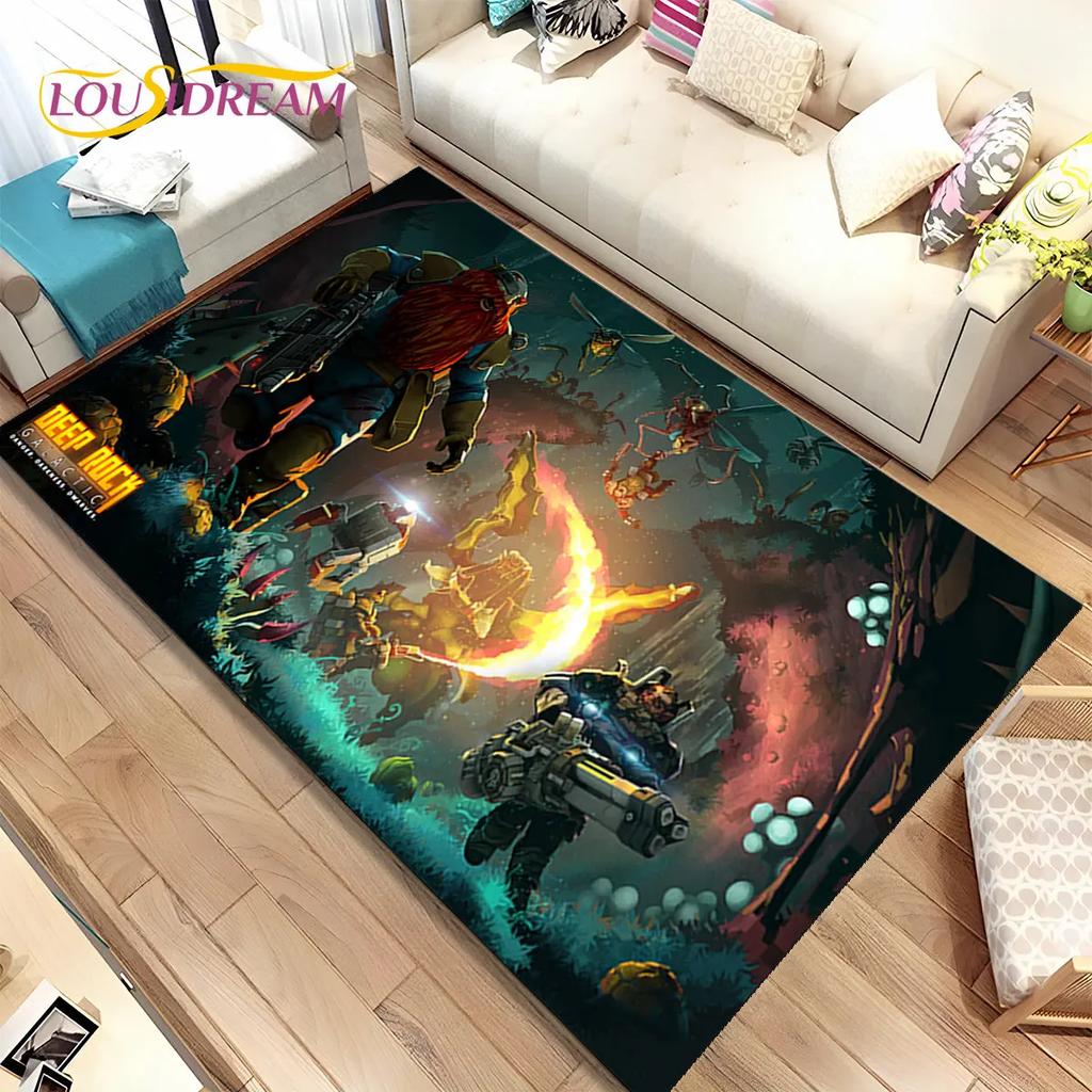 3D DRG Deep Rock Galactic Game Gamer Area Rug,Carpet Rug for Living Room Bedroom Sofa Doormat Decoration,kids Non-slip Floor Mat