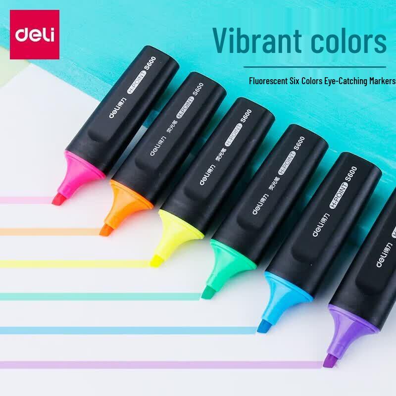 Deli Fluorescent Flat-Tip Highlighters жёлтый