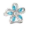 New Arrive Wedding Rings Collection Authentic Flower Ring For Women Gift Light Blue CZ Sterling Silver Color