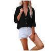 Women Solid Color Cotton Linen Shirt Long Sleeve Lapel Button Button Shirt