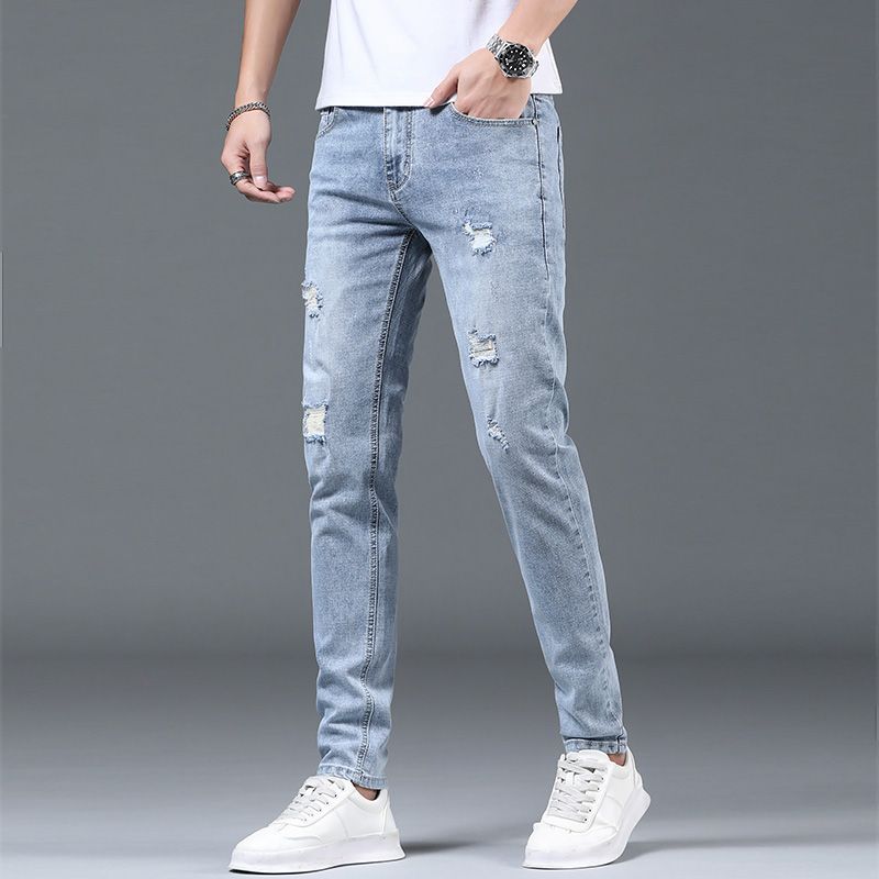 Summer Korean Classic Streetwear Cowboy Pants Men Fashionable Comfortable Boyfriend Skinny Jeans Men's