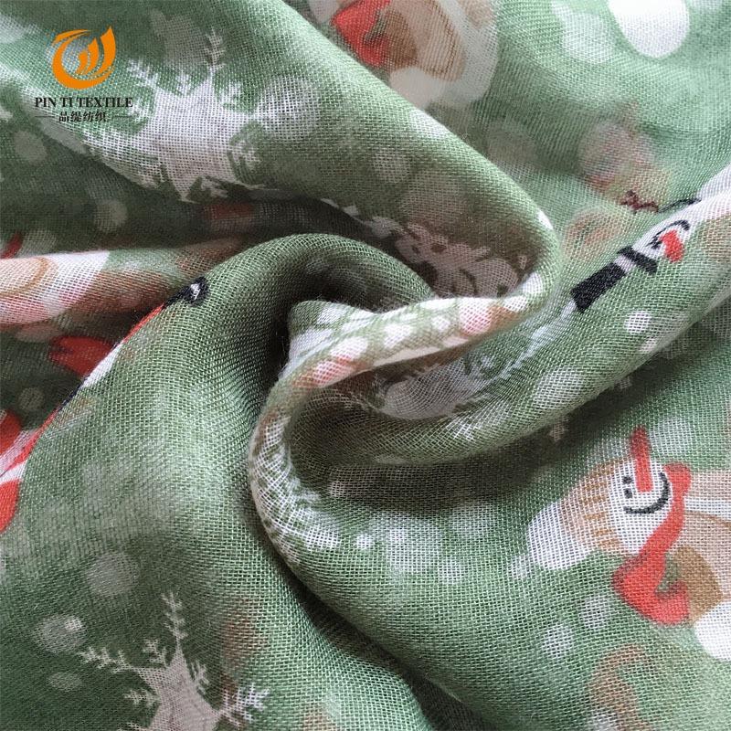 New Christmas Scarf Bali Yarn Printed Santa Snowman Elk Scarf Long