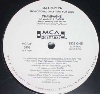 12inch Record SALT 'N' PEPA - Champagne MCA8P3809PROMO MCA Records 1996 US Rap & Hip-Hop/R&B Used