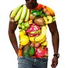 Summer Round Neck 3D Fun Fruit Pattern Print Top Fashionable Casual Short Sleeved Men's T-shirts