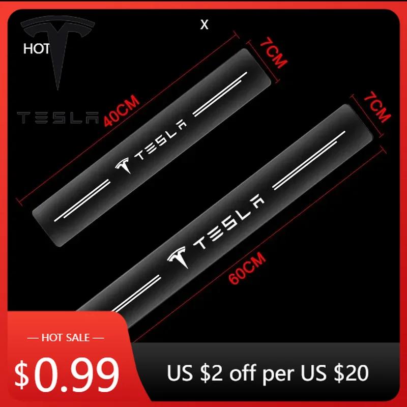 Bilklistermärke Tesla 4ST Biltröskelskydd Genomskinligt Dekorativt Märkesklistermärke Biltillbehör för Tesla Modell 3 S X Y Sty