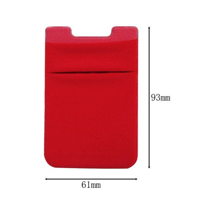 Porte-cartes adhésif - Rouge - Peut contenir jusqu'à 8 cartes - Texture tissu - Pour téléphone