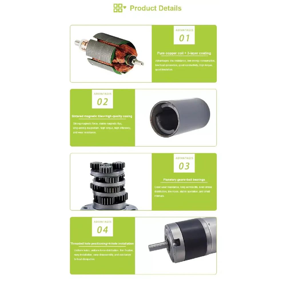 36GP-3530DC Planetary Gear Motor36MM 12v 24v Shaft Diameter 6mm/8mm  Max Torque 50kg Adjustable Speed Can CW CCW Electric Motor