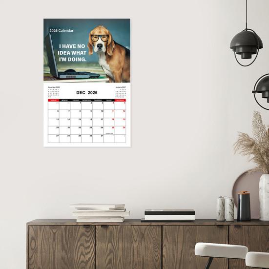 Desk Dogs 2026 Calendar Funny Dogs Illustrations Wall Calendar Jan.2026-Dec.2026 12 Monthly Planner for Home Office