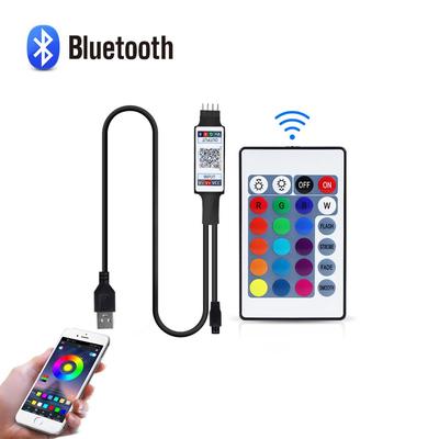 5V USB Powered RGB Bluetooth Controller 4 Pin LED Controller With 24-button IR Remote Control