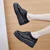 Block Platform Muffin Shoes Women's 2025 Autumn Soft-soled Lace-up Single Wedge Heel College Style British Style HZB-007-20