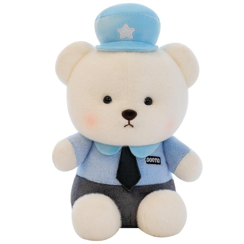 Cartoon Police Bear Plush Toy Children Comforting Pillow Boy Birthday Gift Claw Machine Event Gift