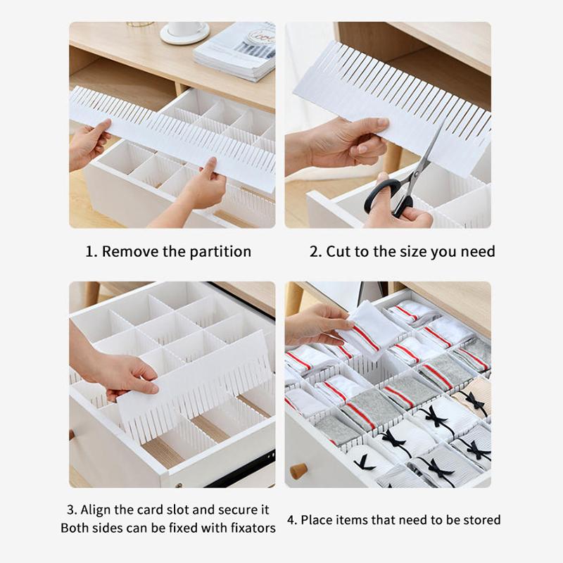 1/5/10Pcs Diy Cutting Drawer Dividers Combination Partition Board Space-Saving Wardrobe Closet Separator For Underwear Socks