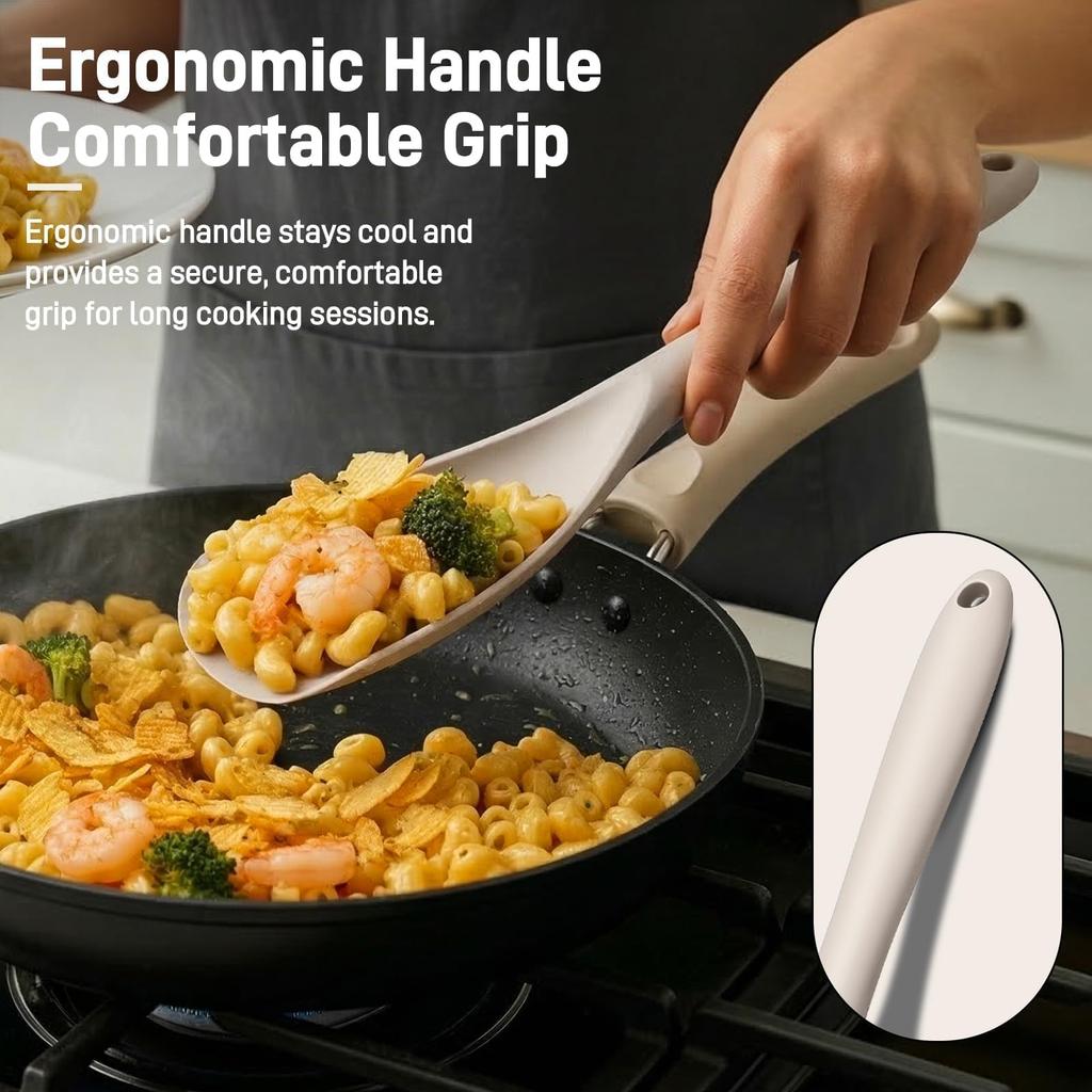 3Pcs Silicone Cooking Spatula  Spoon For Nonstick Cookware Multifunction Spoonula For Baking Cooking- One-Piece Formed
