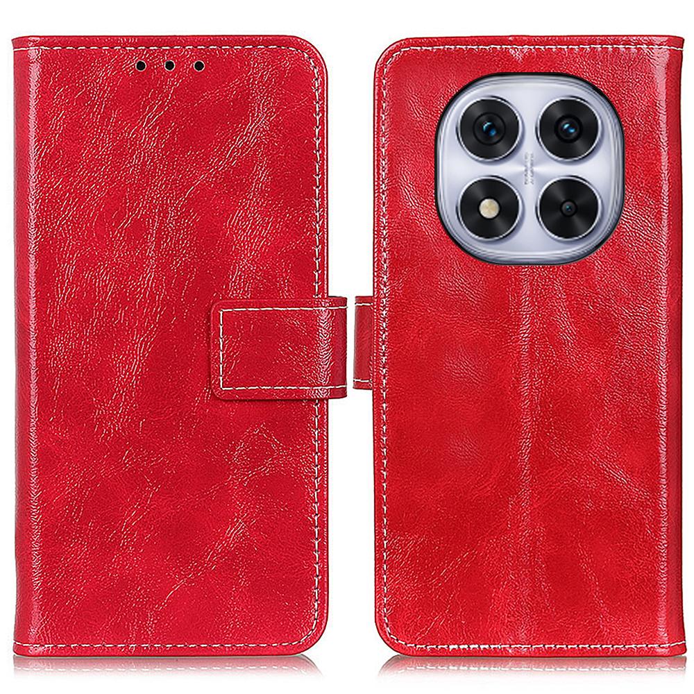 

Для Xiaomi Redmi Note 14 Pro+ 5G/Note 14 Pro 5G/Poco X7 5G Кожаный чехол-кошелек Чехол для телефона Текстура Crazy Horse Red