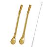 2pcs Yerba Mate Bombilla Stainless Steel Straw Loose Leaf Tea Infuser Dringking Spoons Filter Stirring Straws W Cleaning Brush 5