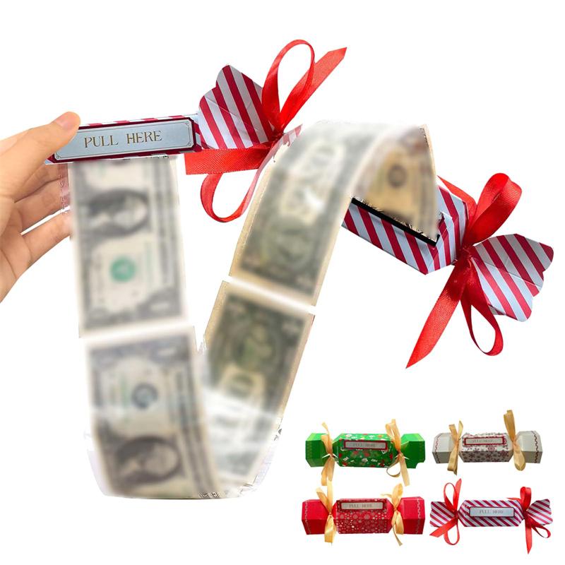 Money Pull Box Christmas Money Holder Cash Pull Boxes Merry Christmas Surprise Gift Unik Money Case For Holiday Party
