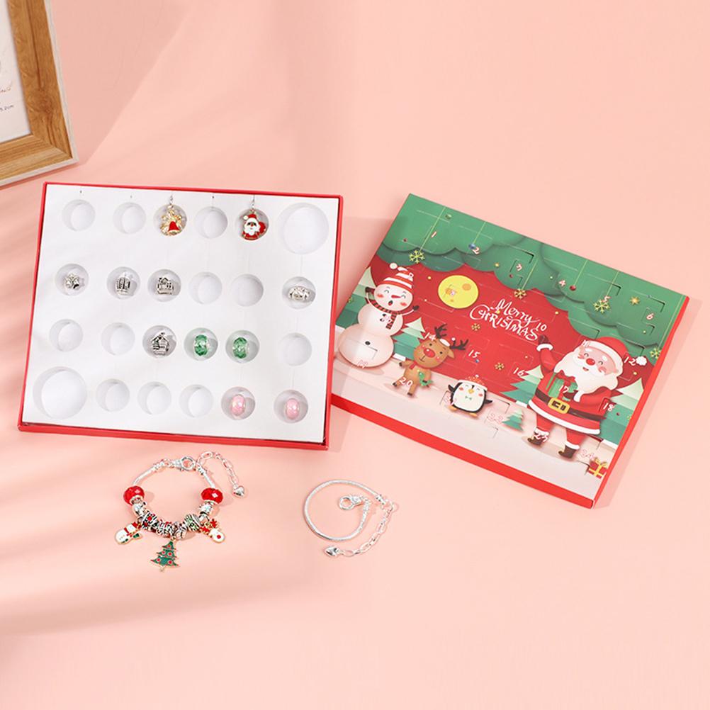 Weihnachts-Adventskalender 24 Tage Countdown Schmuckset für Mädchen Kinder Geschenk Inklusive 2 Armbänder 22 DIY