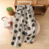 DIMANAF 2026 Summer New Plus Size Women Long Pants Vintage Loose Elastic Waist Casual Lady Bottoms Printing Black
