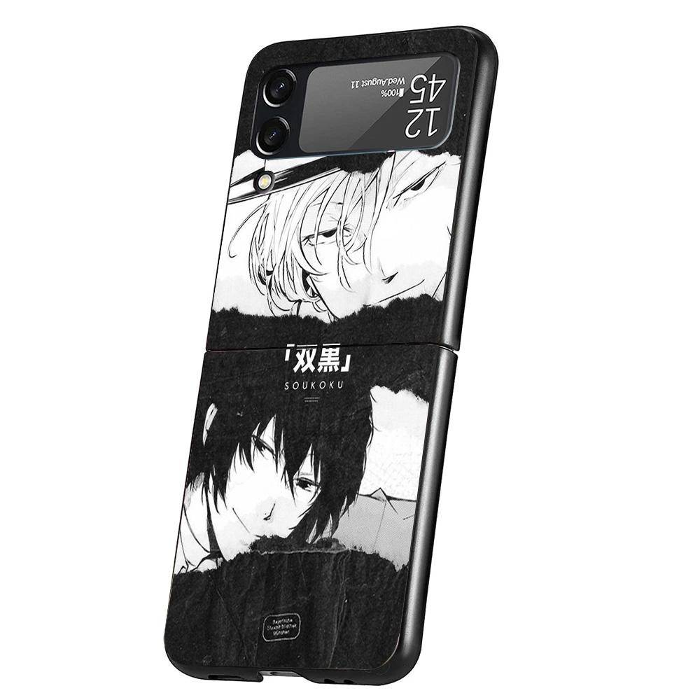 Bungo Stray Dogs Double Black Cover Phone Case For Samsung Galaxy Z Flip 7 6 5 4 3 5G Flip7 Flip6 Flip5 Flip4 Flip3 Black Fundas