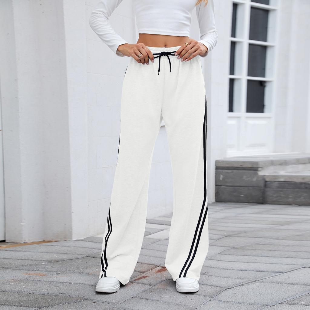 European and American Women's Autumn and Winter Loose Straight Wide-leg Pants with Tie Casual Sweatpants Trousers