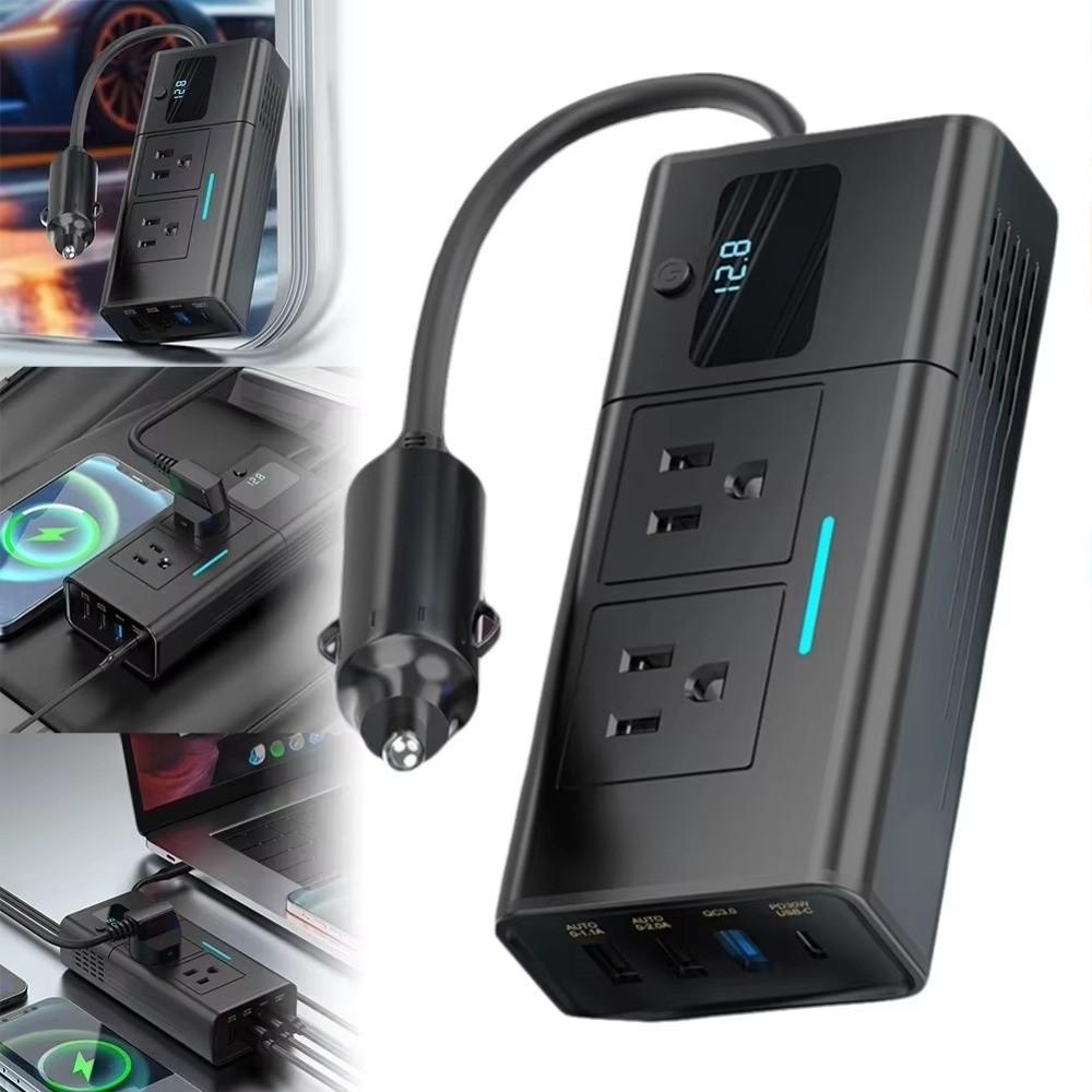 200W Car Inverter Fast Charging Automotive Charger Inverter Universal Power Adapter  for Vehicles