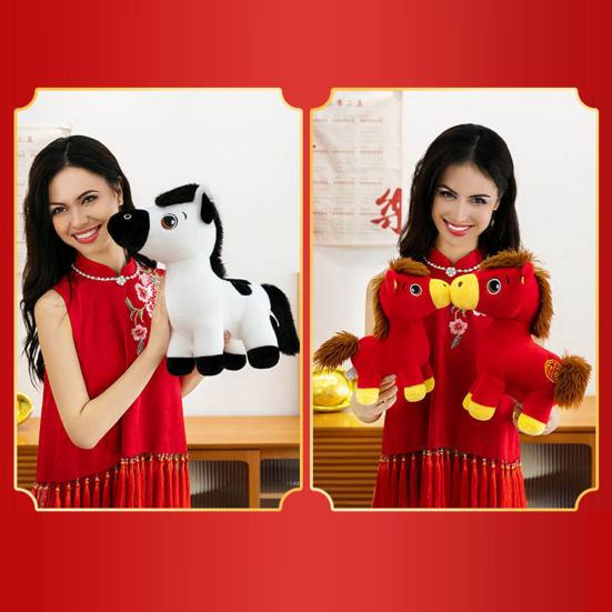 Horse Doll Year of The Horse Symbol PP Cotton Filling Traditional Craftsmanship Zodiac Doll Desk Ornament