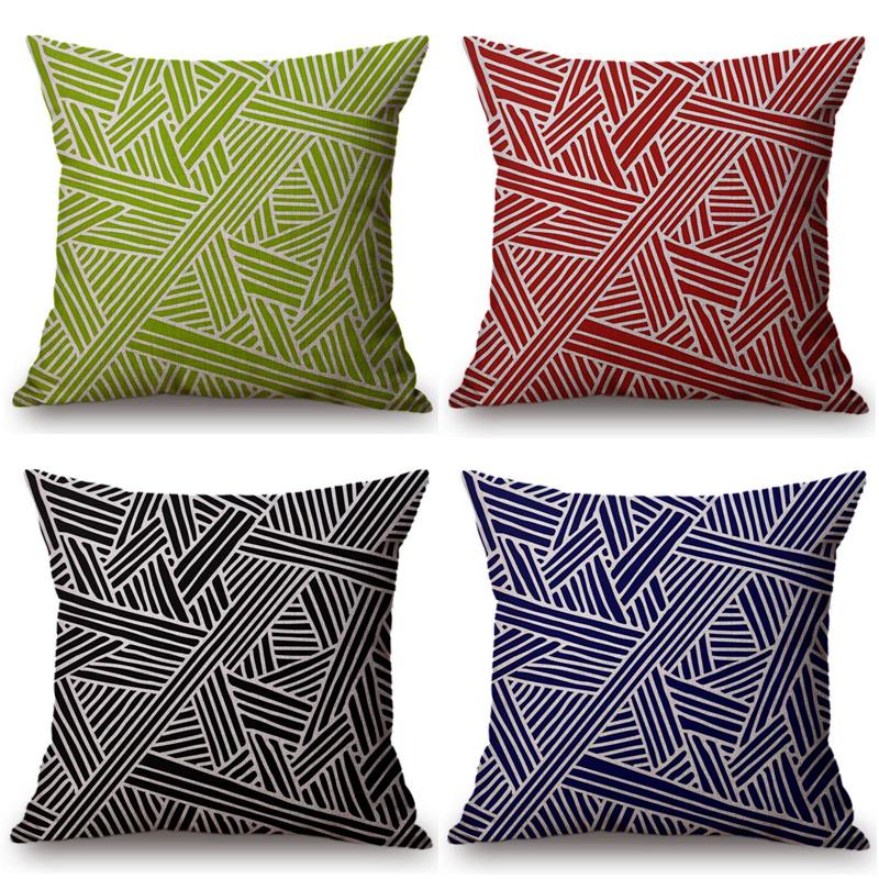 Monika Chen Unisex Black/Blue Modern Abstract Geometric Stripe Style Cushion Cover Simplicity Geometry Sofa Decoration Throw Pillow Case Cojines