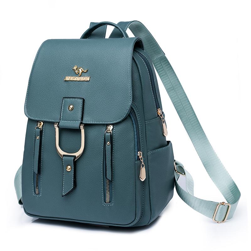 Luxus Leder Mode Frauen Rucksack Outdoor Reisetasche Große Kapazität Mädchen Schultasche Täglichen Knapsac blau
