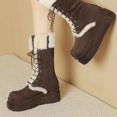 Automne et hiver nouvelles chaussures Mao Mao plateforme bottes de neige Moyen-Orient hiver fourrure polaire intégrée chaude augmentation de la hauteur bottes pour femmes