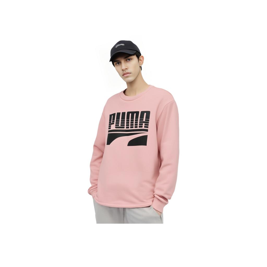 Puma Alphabet Print Loose Crew Neck Sweatshirt Men Tops Bridal-Pink 580905-14